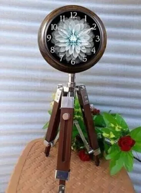 Handmade Stand Clock Wooden Antique Home Office Decor 18 Inch Table & Desk