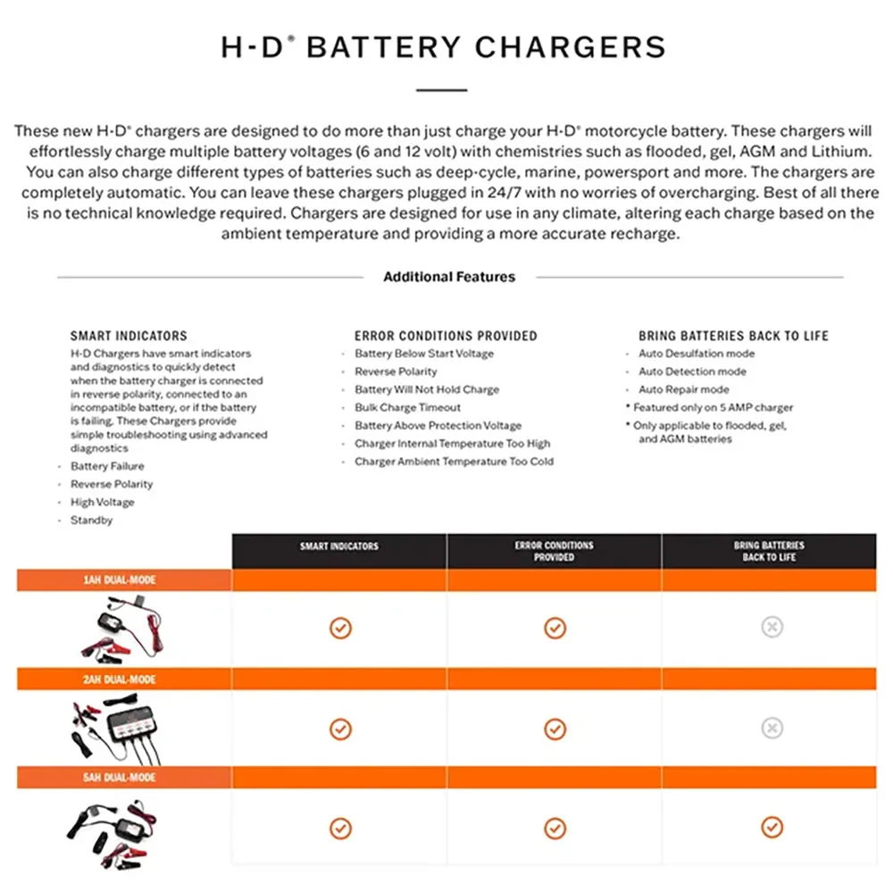 Harley-Davidson 1 Amp Dual-Mode Battery Charger 66000304