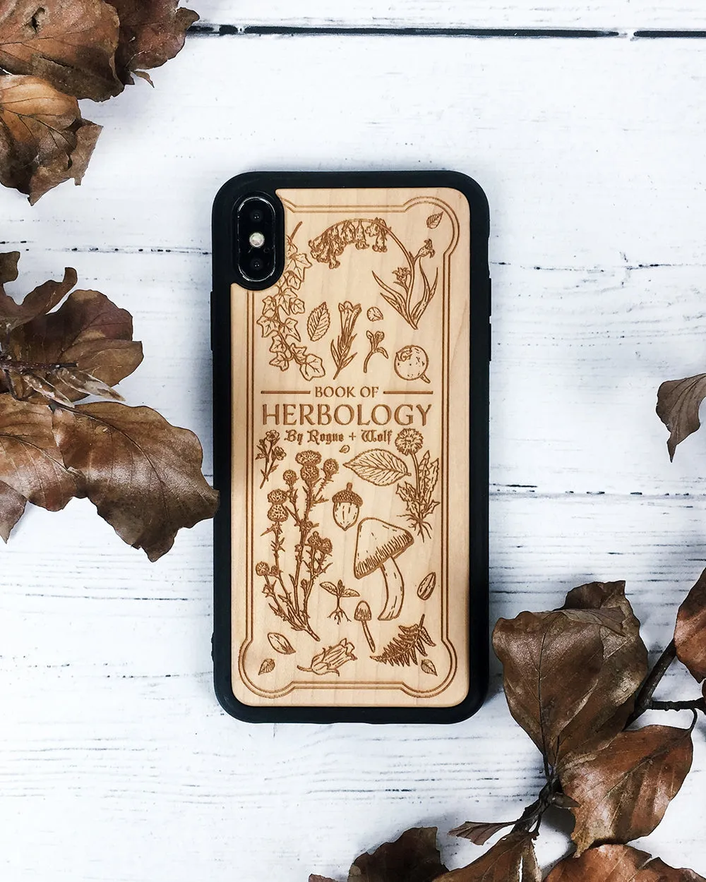 Herbology - Engraved White Maple Wood Phone Case