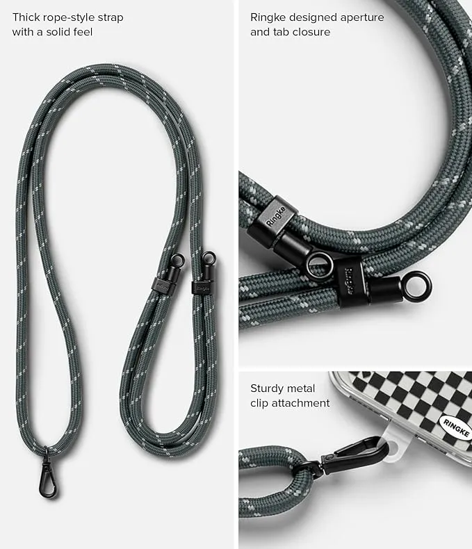 Holder Link Strap with Graphic Design TPU Tag | Checkerboard Black - Khaki & White