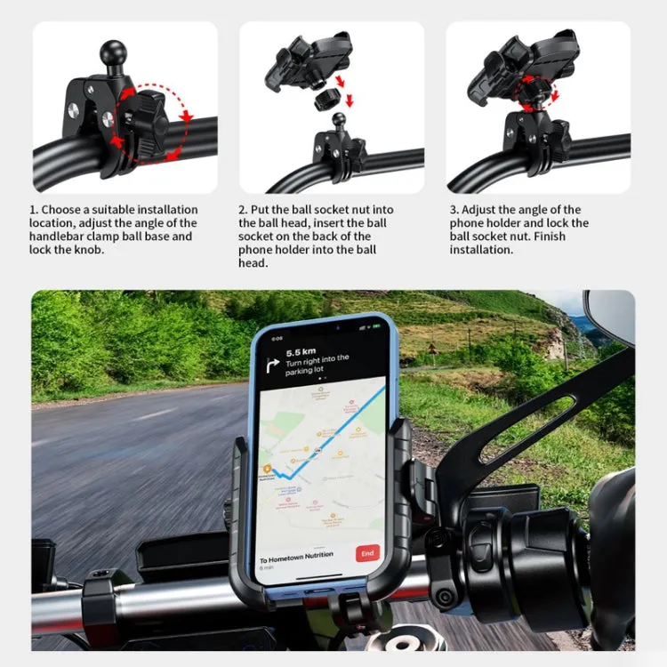 Kewig Electrical Bike Vigorously Clip Base Bracket Outdoor Cycling Cell Phone Navigation Holder, Model: M8SP-C4