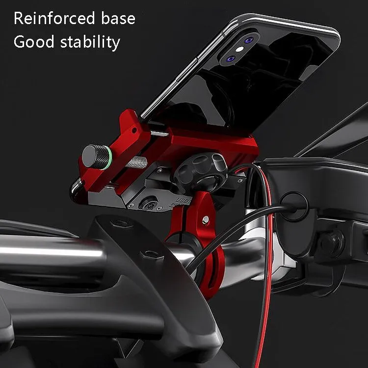 Kewig M6 Aluminum Alloy Motorcycle Mobile Phone Bracket Rechargeable With Switch Waterproof Stable Navigation Bracket(Black)