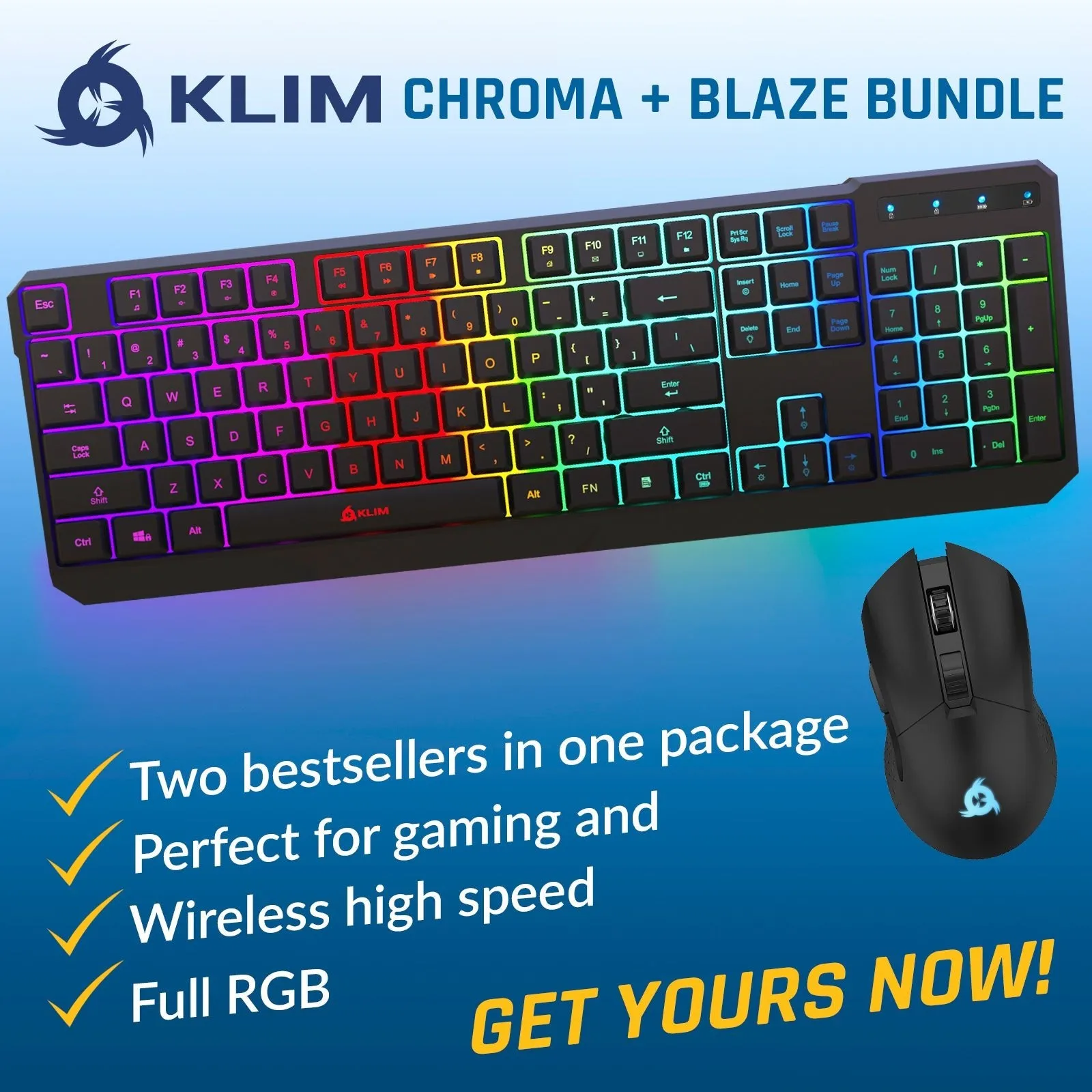 KLIM Chroma & Blaze - Gaming Keyboard and Mouse Set