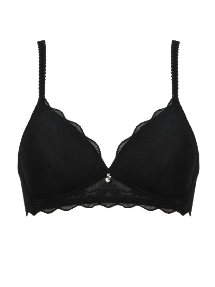 Lace Padded Soft Cup Bra - Black