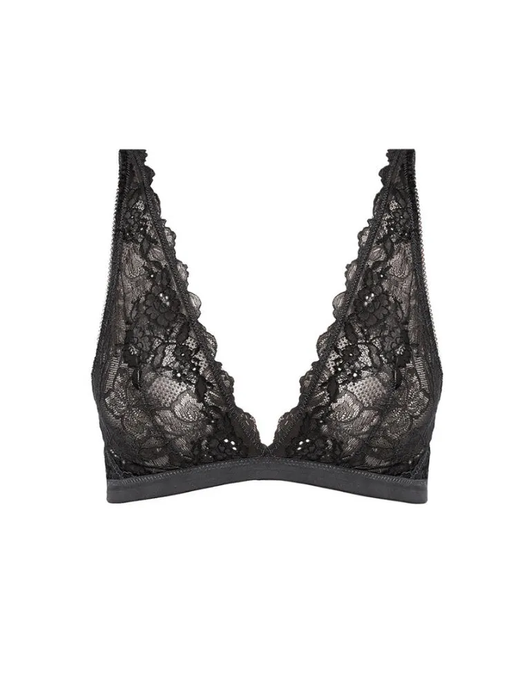 Lace Perfection Non Wired Bralette - Charcoal