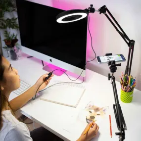 LED 6" Ring Light with Smartphone Holder Tabletop Lighting Kit - 'Inner Artist Plus II'