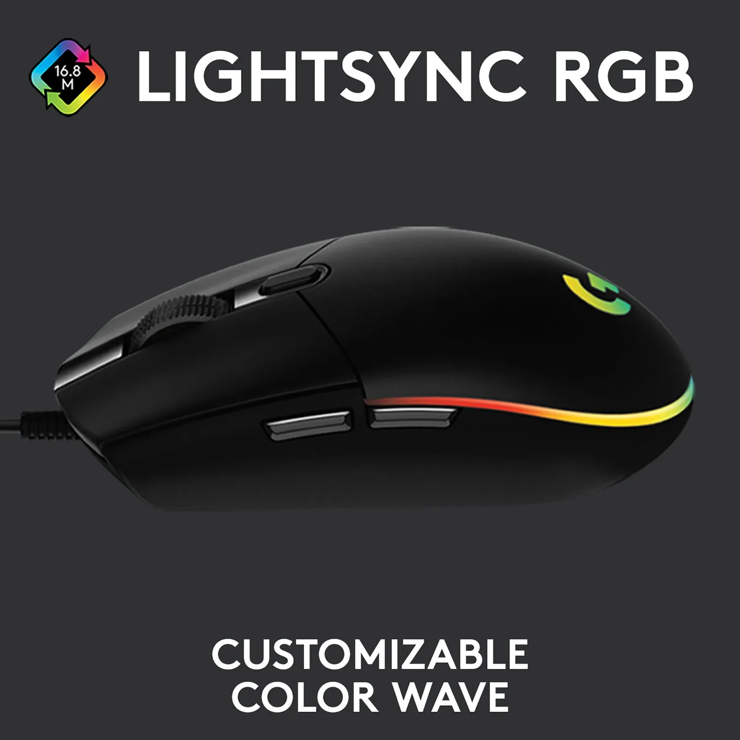 Logitech G203 LIGHTSYNC 8000 DPI Optical Gaming Mouse - Black