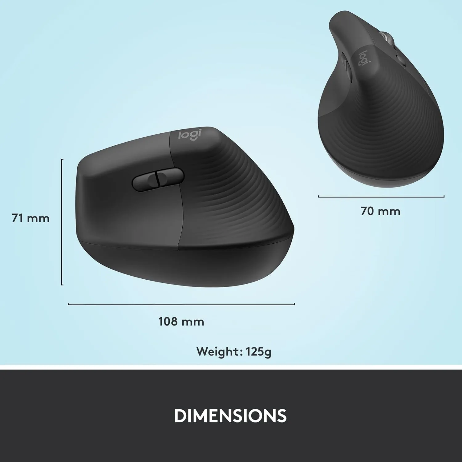 Logitech Lift 人體工學垂直無線滑鼠 - Graphite 石墨灰色 910-006479 原裝行貨