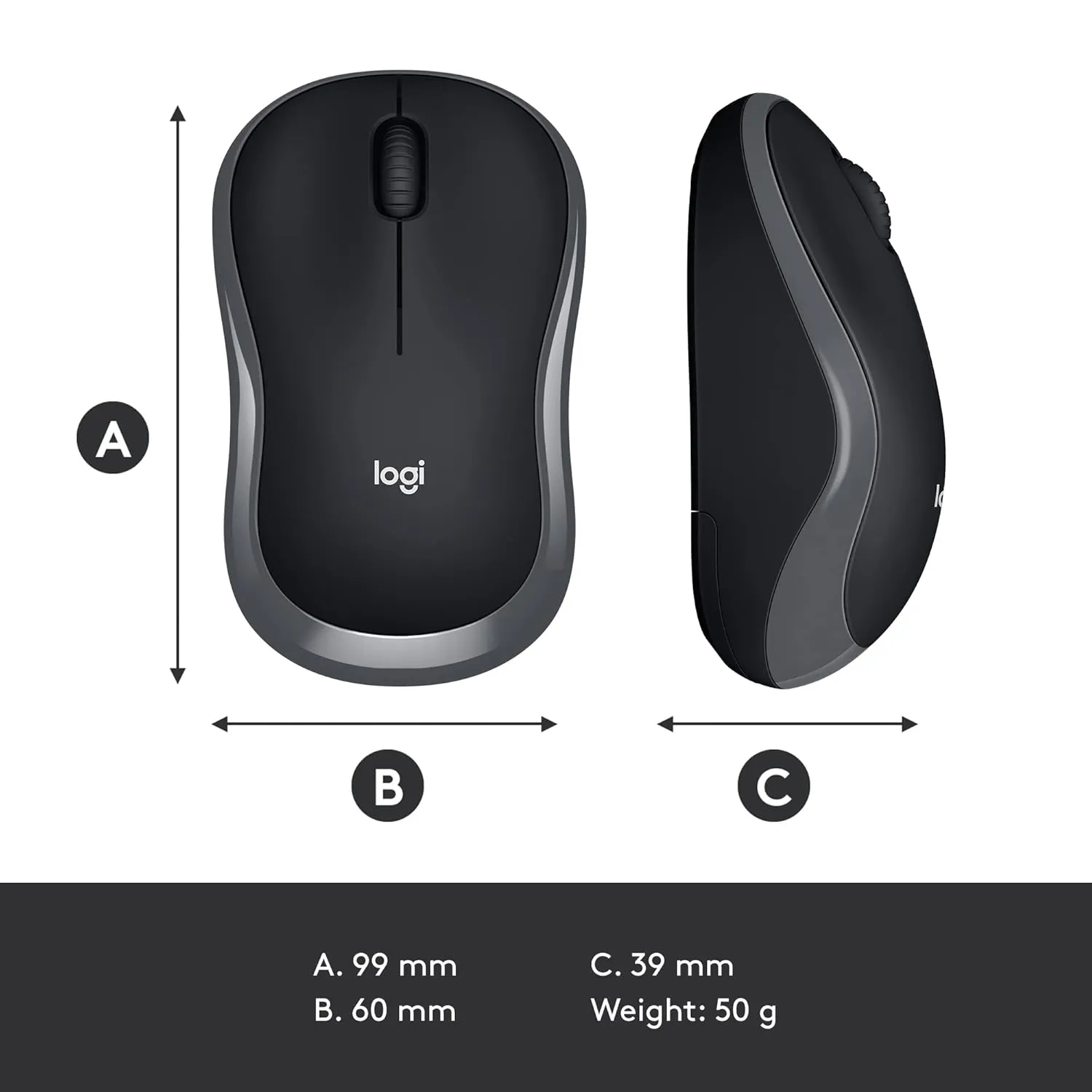 Logitech M185 無線滑鼠 - Fog Gray 霧灰 910-002258 原裝行貨