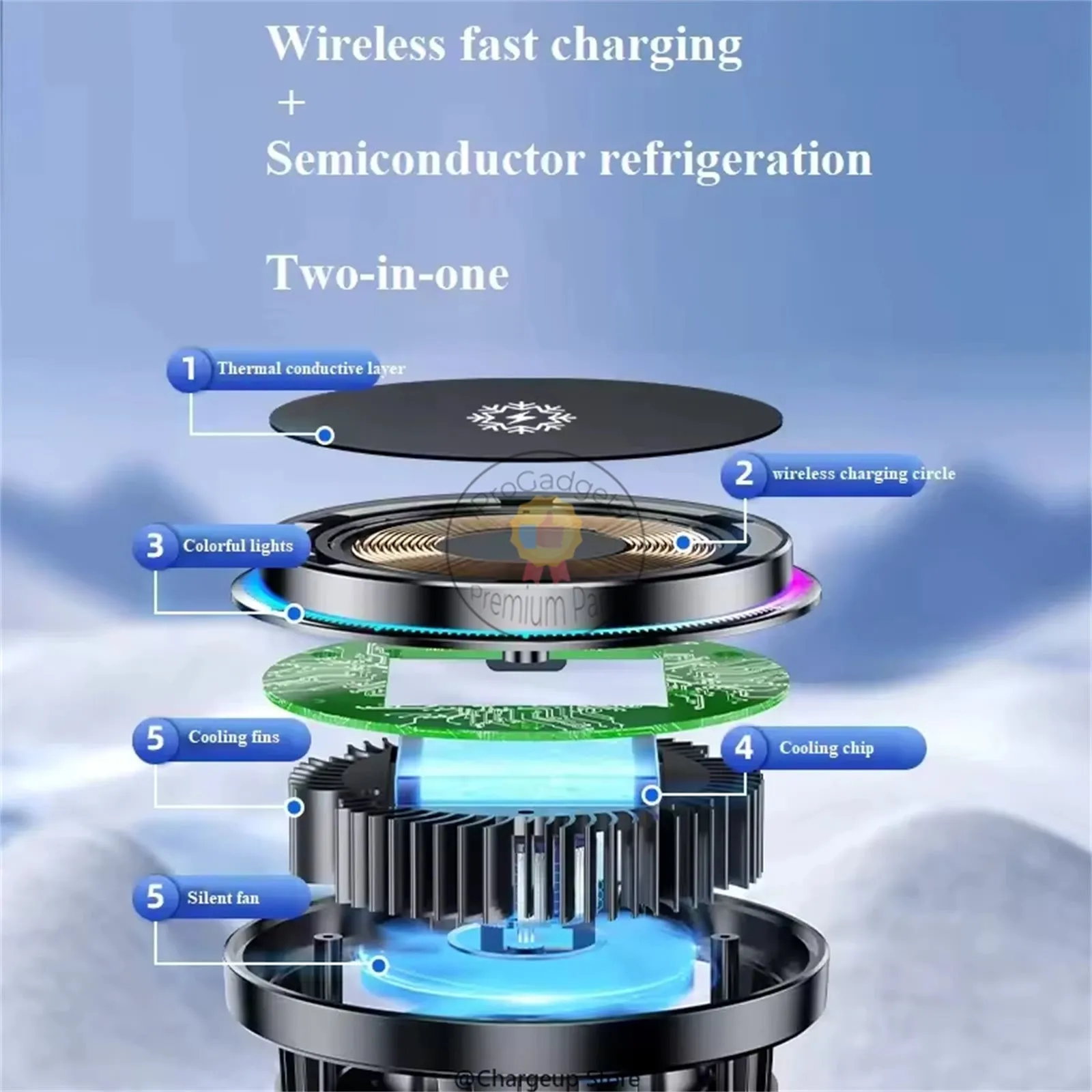 Magnetic Car Cooling Wireless Charger Mobile Phone Radiator Semiconductor Refrigeration Cooling