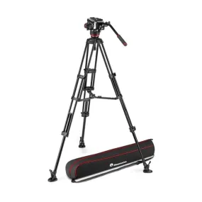 Manfrotto 504X Fluid Video Head & MVTTWINMA Aluminum Tripod with Mid-Level Spreader