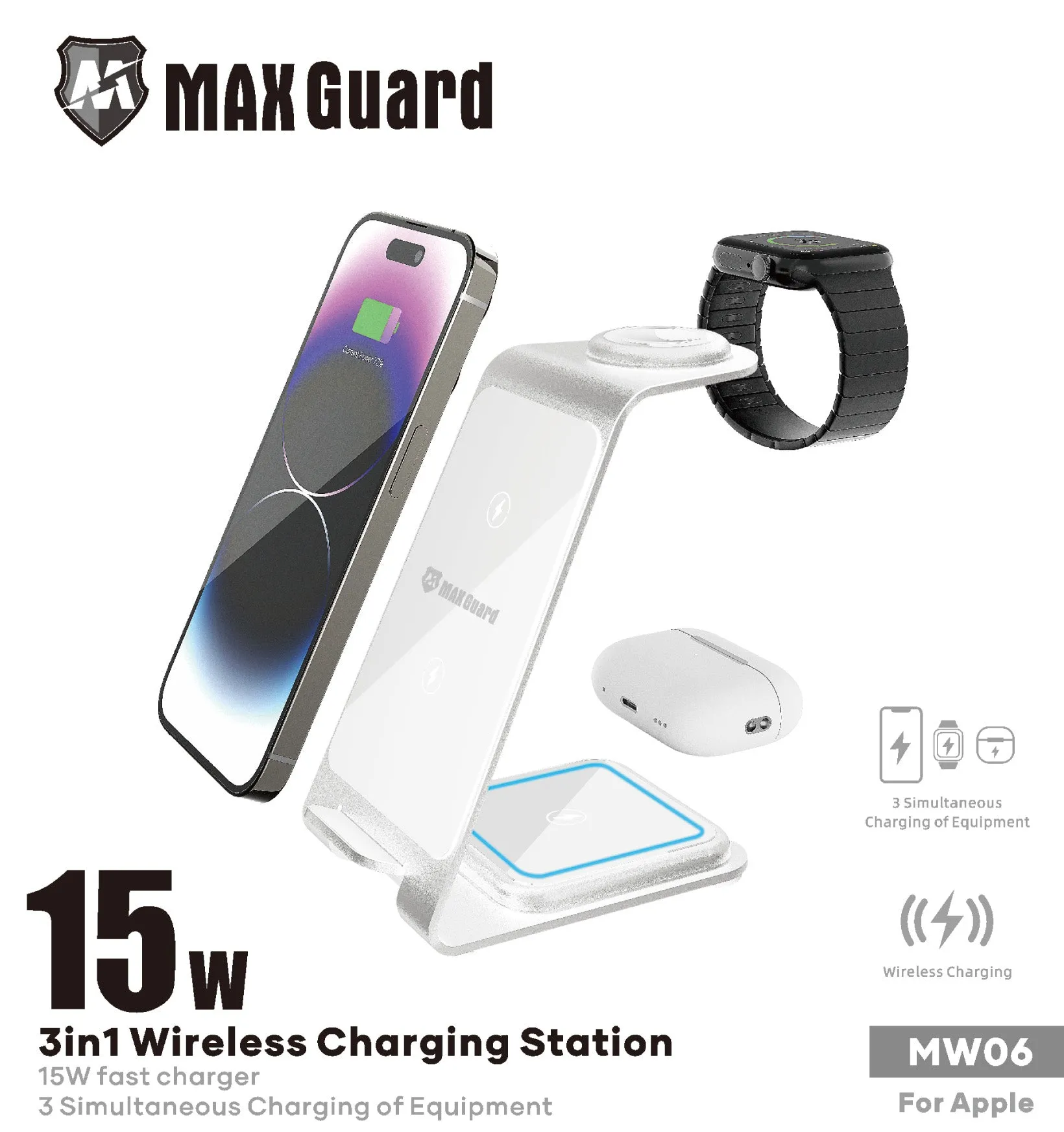 MaxGuard MW06 3-in-1 Wireless Charging Station (For Apple)