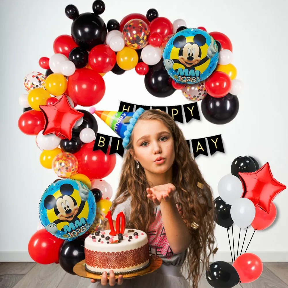 Mickey Mouse Birthday Decorations Items 99Pcs - Balloons for Bday Decoration