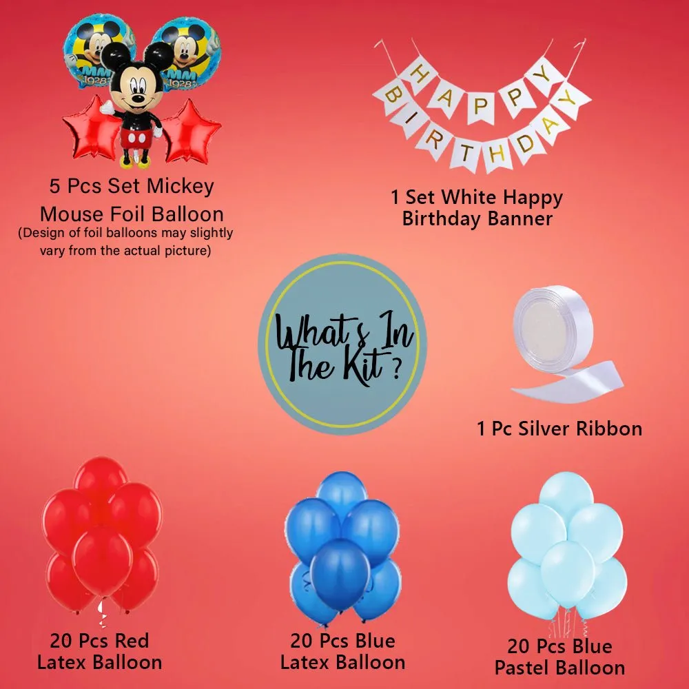 Mickey Mouse Birthday Decorations Kit For Kids 67 Pcs - Bday Decoration