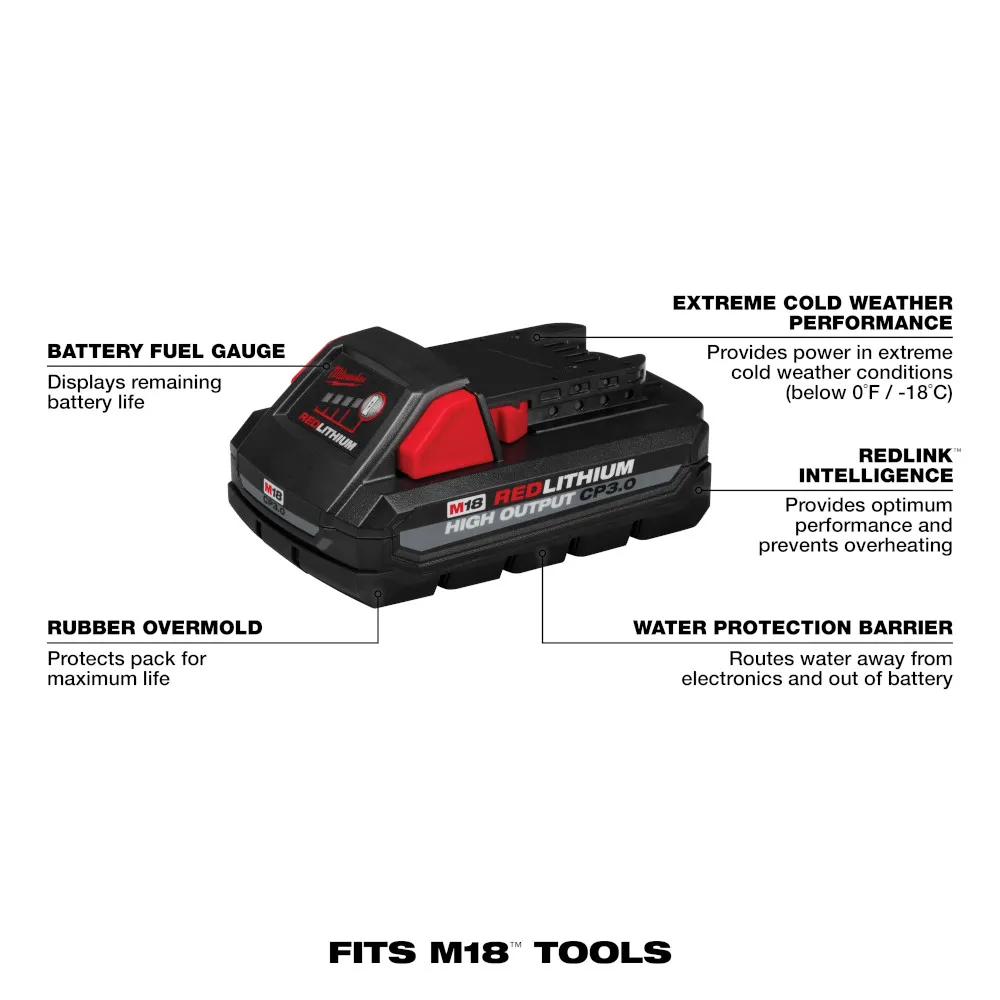 Milwaukee M18 Cp3.0 Battery Red lithium High Output - 2 Pack