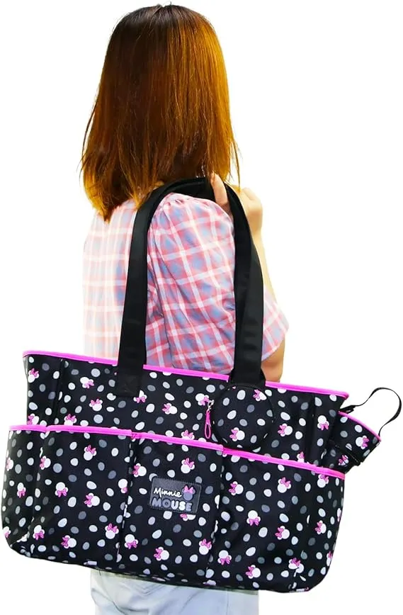 Minnie Mouse Baby Diaper Bag Tote - Bundle with 8 Pocket