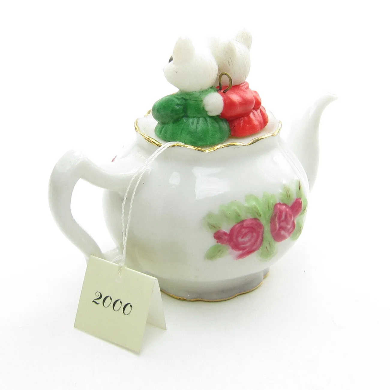 Mother & Daughter Mice in Tea Pot 2000 Hallmark Ornament