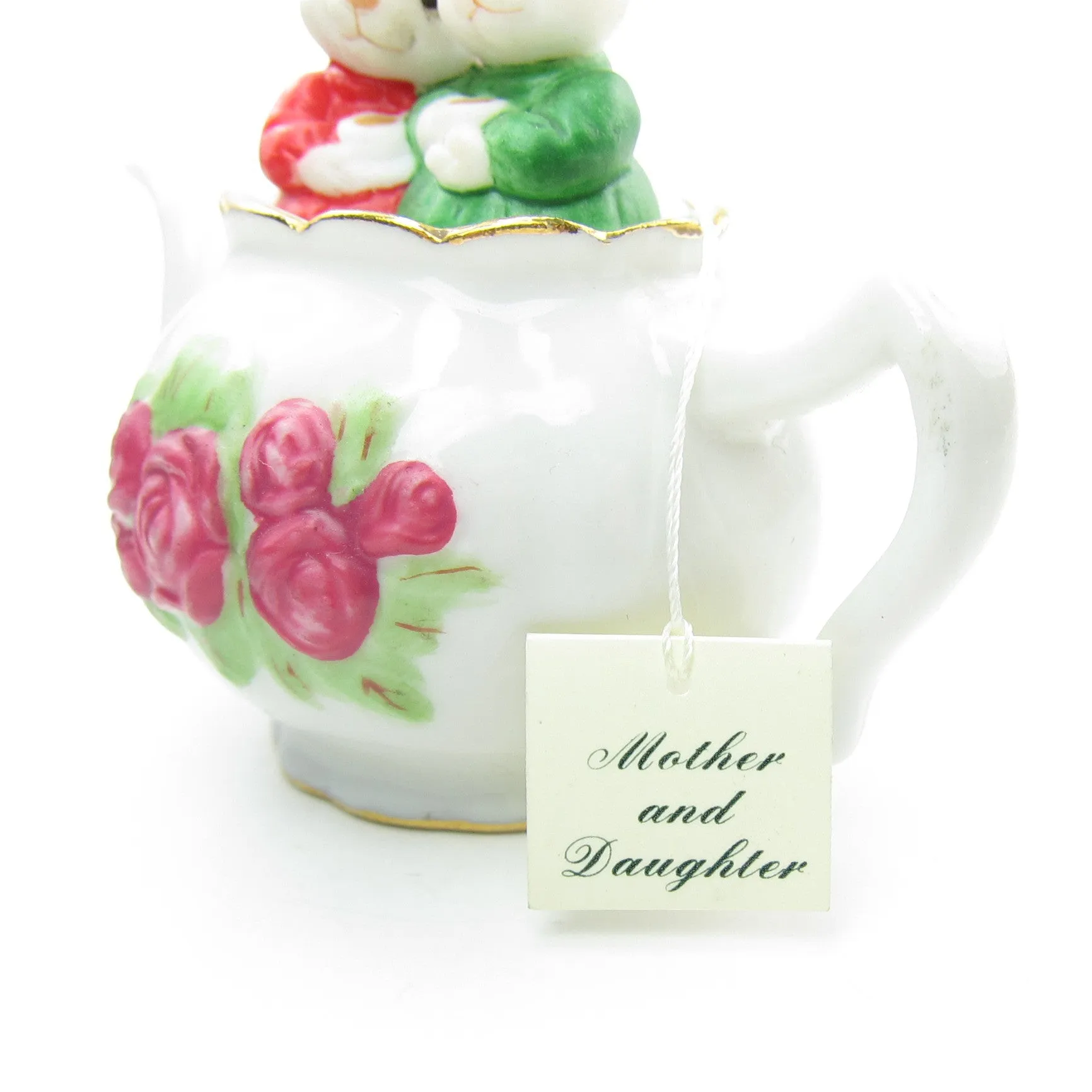 Mother & Daughter Mice in Tea Pot 2000 Hallmark Ornament