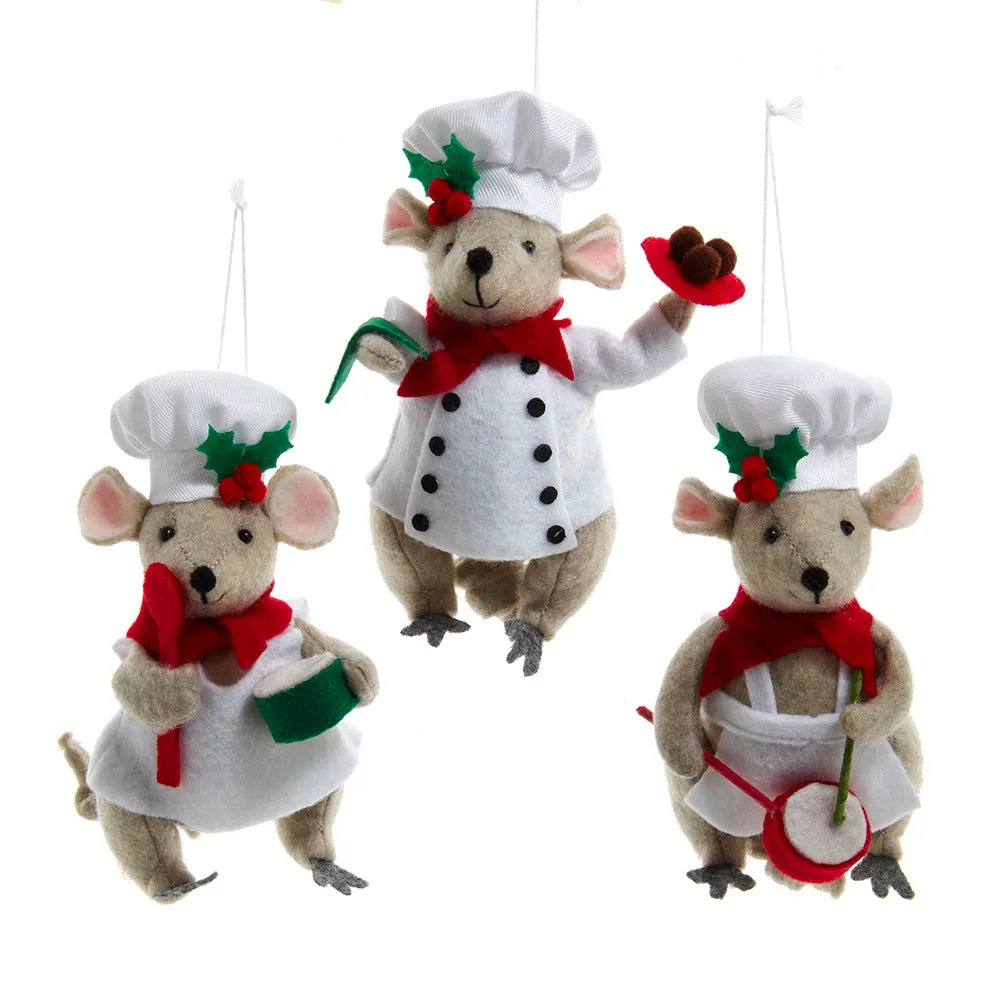 Mouse Chef Baking Ornament, 3 Assorted