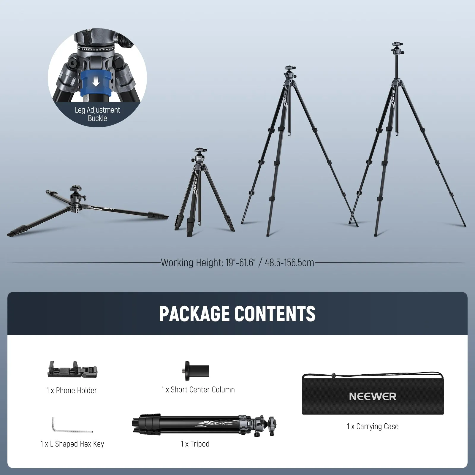 NEEWER LT07 61" Aluminum Travel Tripod