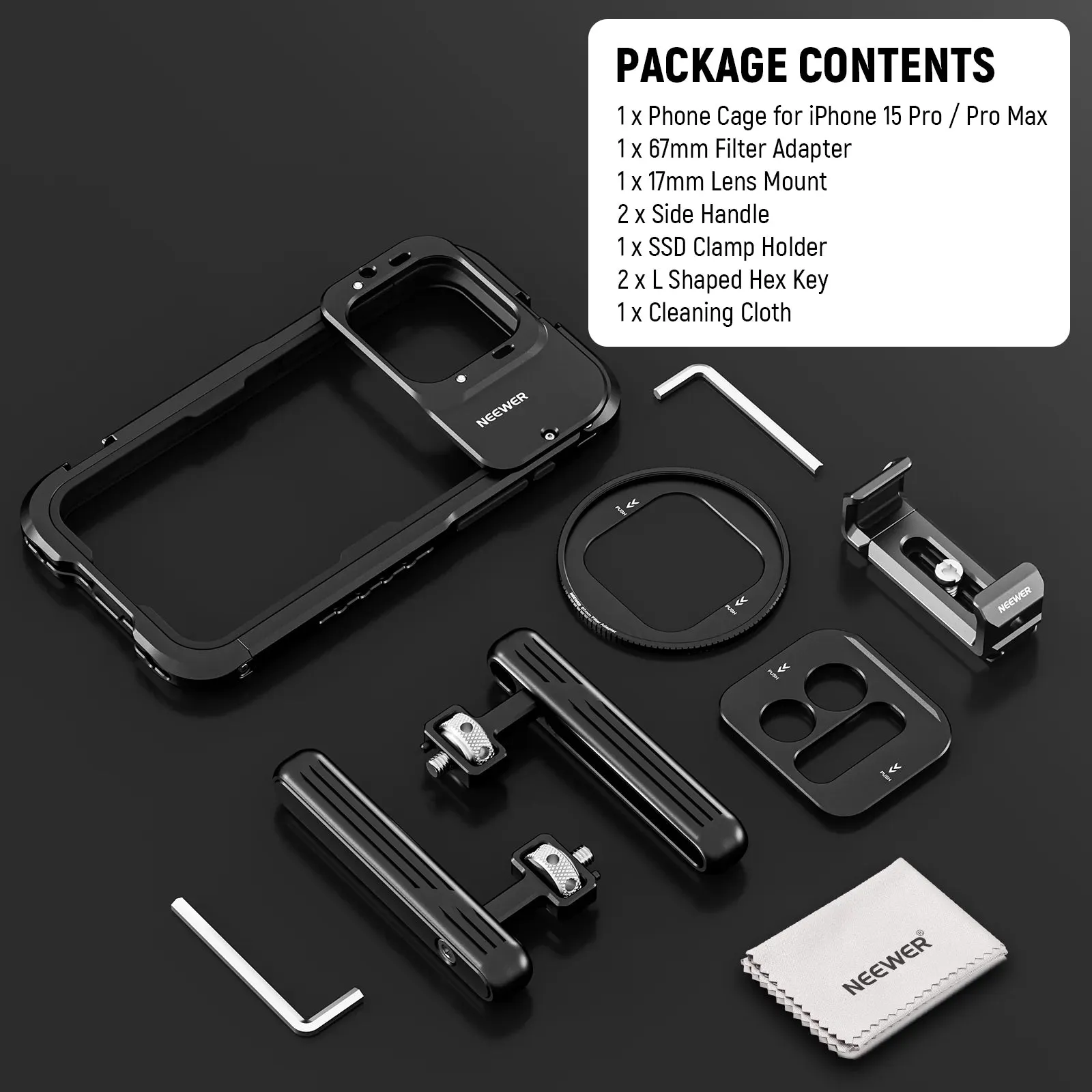 NEEWER PA023K UA051 Phone Cage Video Rig Kit For iPhone 15 Pro/ Pro Max