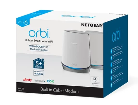 Orbi Tri-Band WiFi 6 Mesh System, 4.2Gbps, Router   1 Satellite (AX4200)