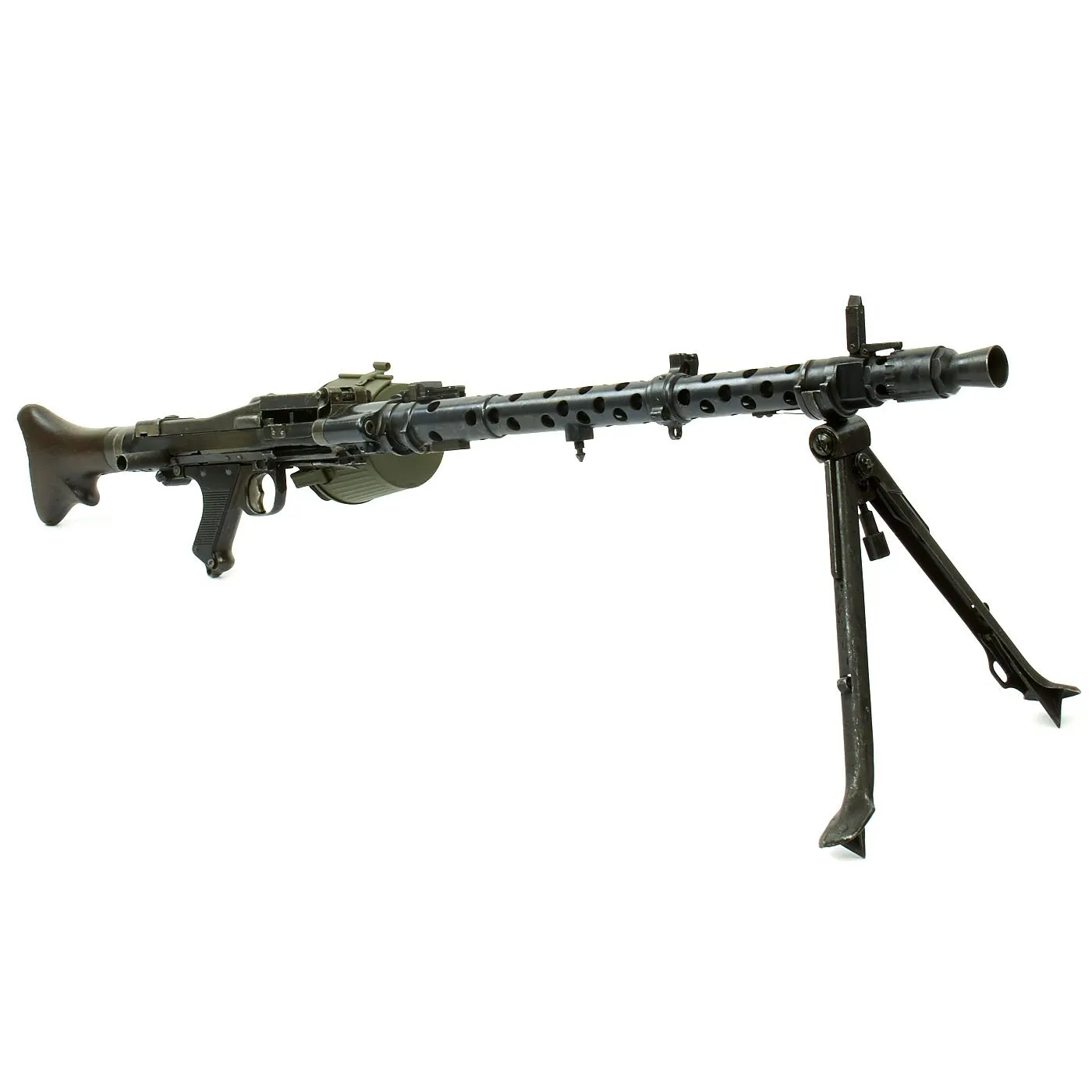 Original German WWII MG 34 Display Machine Gun with Basket Belt Drum -  marked dfb 42