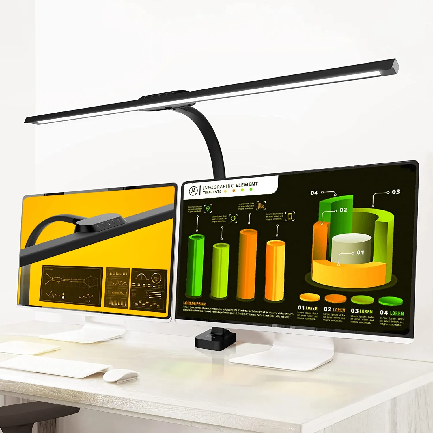 OTUS Architect LED Desk Lamp Clamp, 20W Super Bright, 31.5" Wide Task Table Light with Flexible Gooseneck