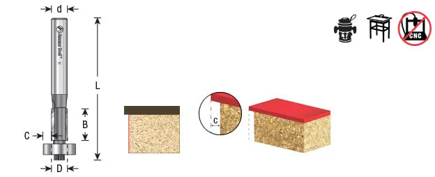 Overhang Trim Router Bit | 1⁄16 Overhang x 1⁄4 Dia x 1 x 1⁄4" Shank | 47188 | 738685471883