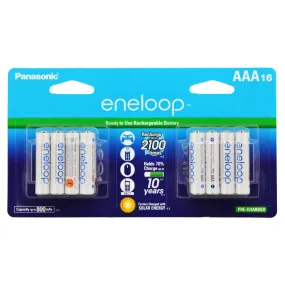 Panasonic BK-4MCCA16FA eneloop AAA 2100 Cycle Ni-MH Pre-Charged Rechargeable Batteries, 16 Pack