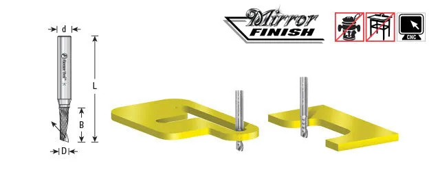 Plastic Cutting Spiral 'O' Flute Long Up-Cut Router Bit | 6 Dia x 20 x 6 Shank x 64mm | 51495 | 738685594155