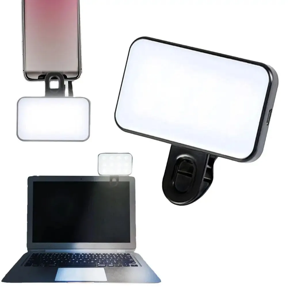 Portable Mini Selfie Fill Light Rechargeable 3 Modes Adjustable Brightness Clip On For Mobile Phone Make Up Computer Fill Light