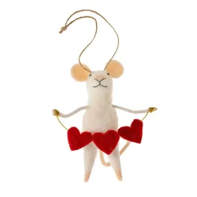 "Heart Full" Felted Mouse Ornament