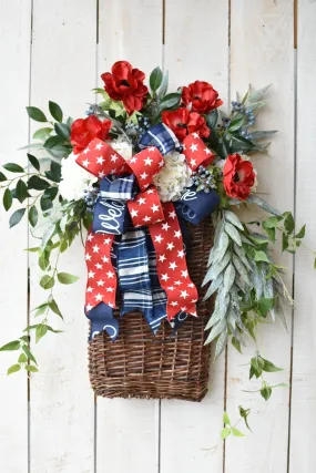 Red Anemone and White Hydrangea Basket