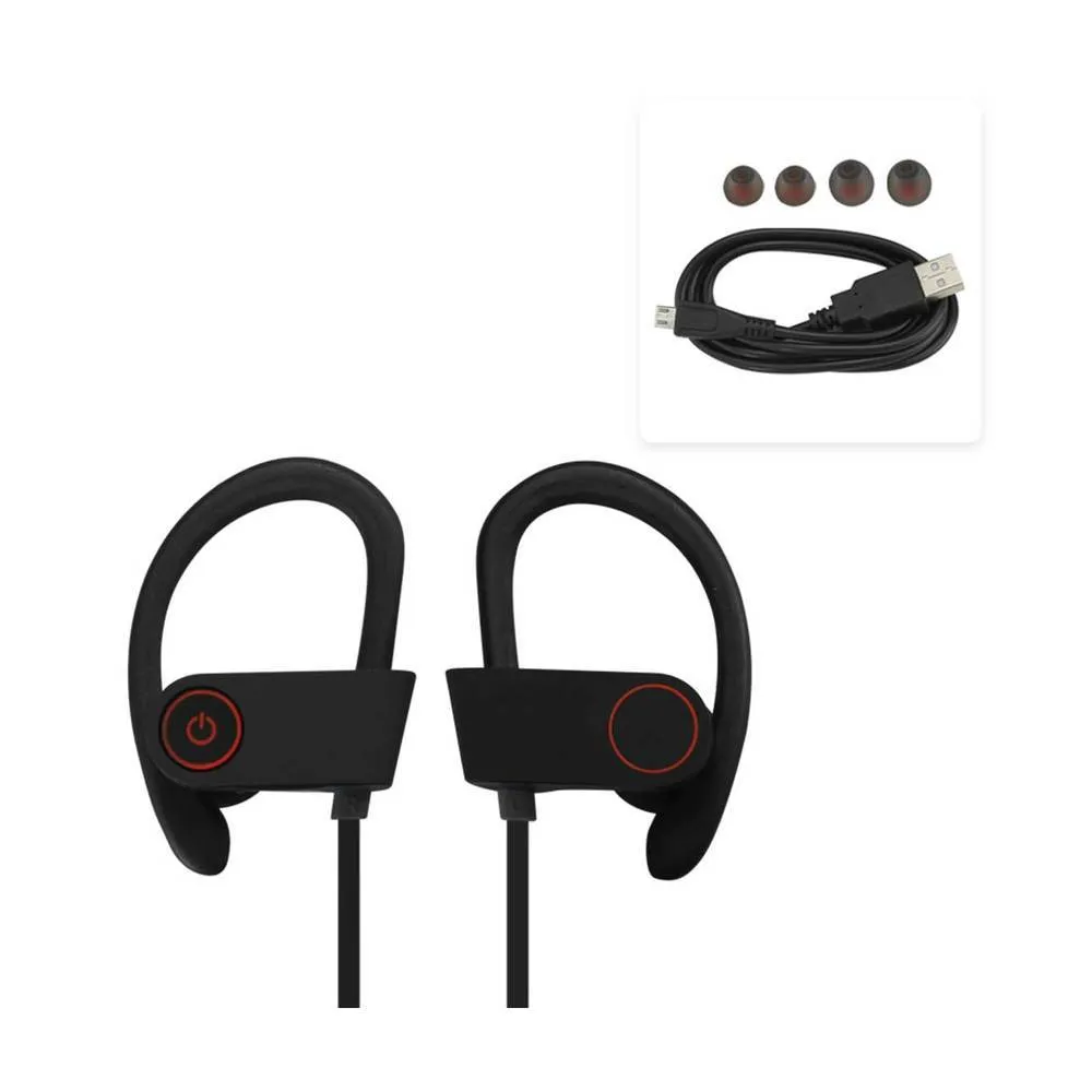 Reiko UNIVERSAL HD WIRELESS SPORT HEADPHONE WITH IN-EAR EARBUDS AND SWEATPROOF BLACK