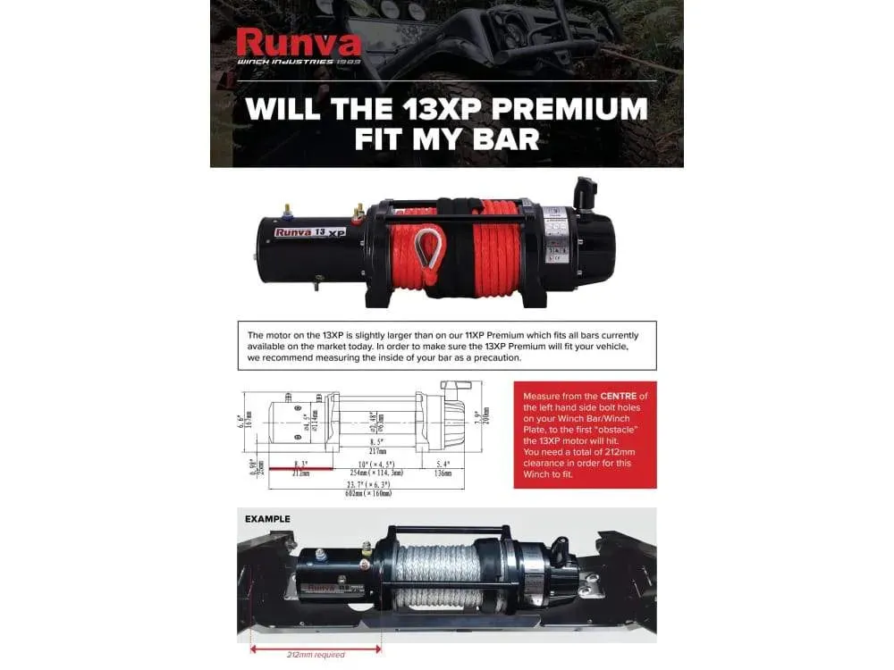 Runva 13XP Premium 12V/24V Winch with Synthetic Rope