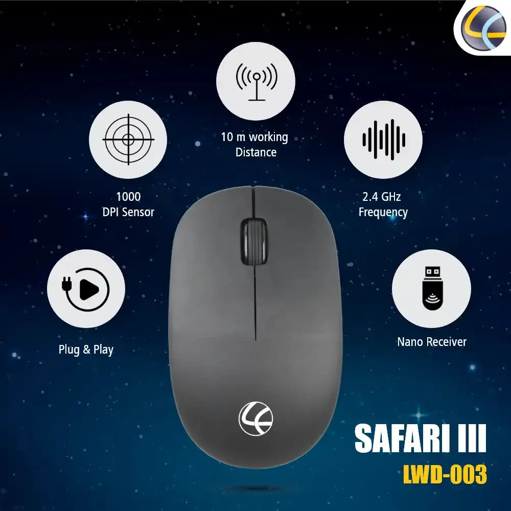 Safari III Wireless Mouse Black (LWM-003)