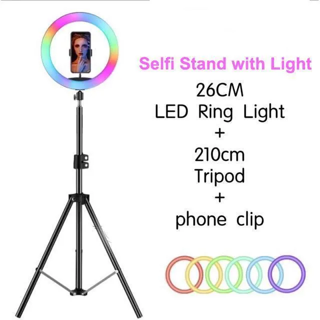 Selfie Ring Light With Tripod RGB LED MJ20 Multi Colour (Full Set)