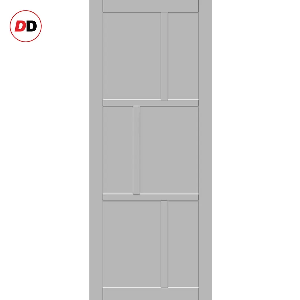 Single Sliding Door & Premium Wall Track - Eco-Urban® Milan 6 Panel Door DD6422 - 6 Colour Options