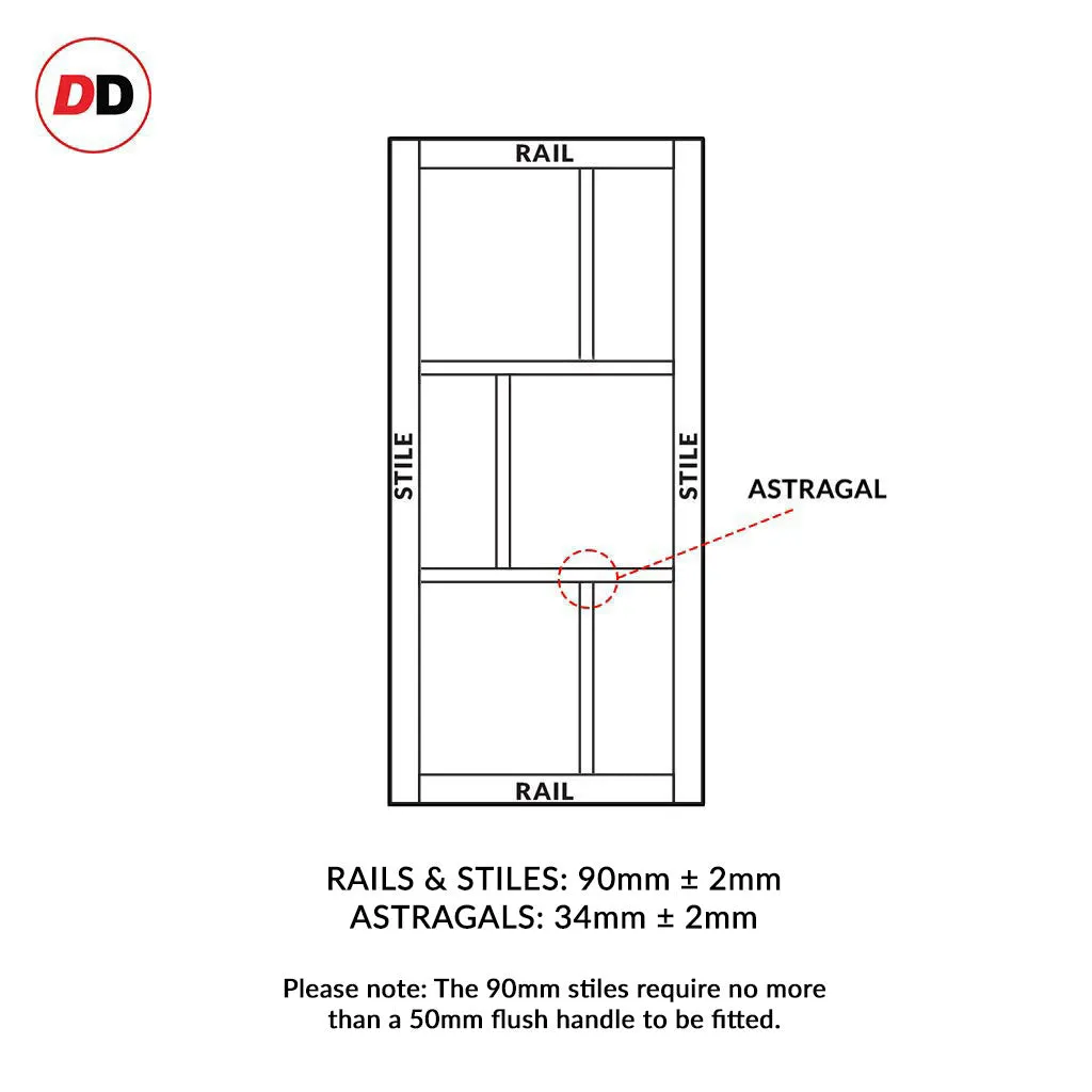 Single Sliding Door & Premium Wall Track - Eco-Urban® Milan 6 Panel Door DD6422 - 6 Colour Options