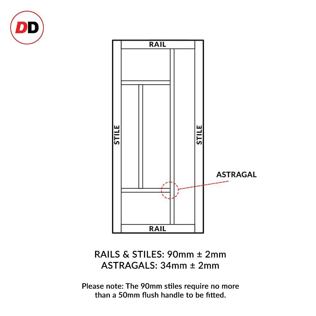 Single Sliding Door & Premium Wall Track - Eco-Urban® Morningside 5 Panel Door DD6437 - 6 Colour Options