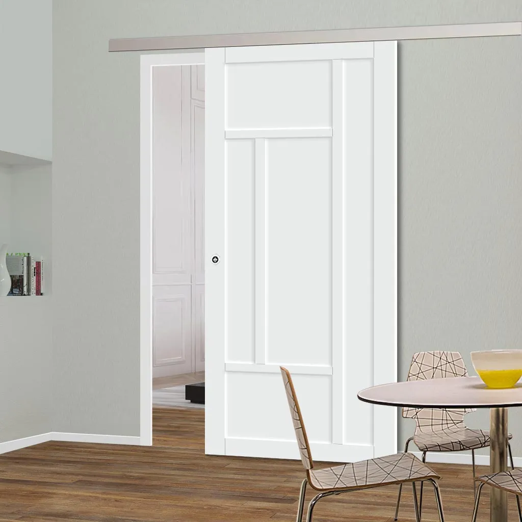 Single Sliding Door & Premium Wall Track - Eco-Urban® Morningside 5 Panel Door DD6437 - 6 Colour Options