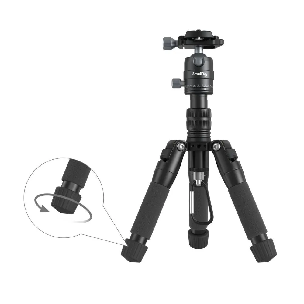 SmallRig VT-20 Aluminum Mini Camera Tripod with Arca-Type Quick Release Plate, Ball Head, 6KG Load Capacity, 5-Section Adjustable Legs, Smartphone Holder, and 1/4"-20 Threaded Hole for Attachments and Accessories | 4289