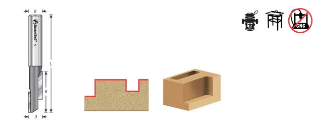 Stagger Tooth Plunge Router Bit | 1⁄2 Dia x 2" x 1⁄2 Shank | 51308 | 738685153086