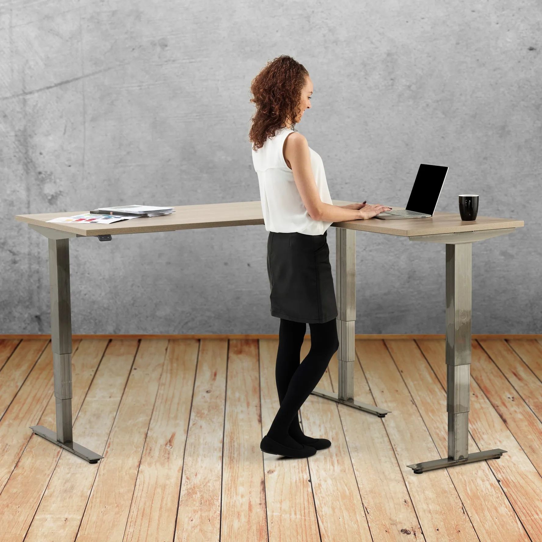 Stockholm Signature Height Adjustable Sit Stand Corner Desk