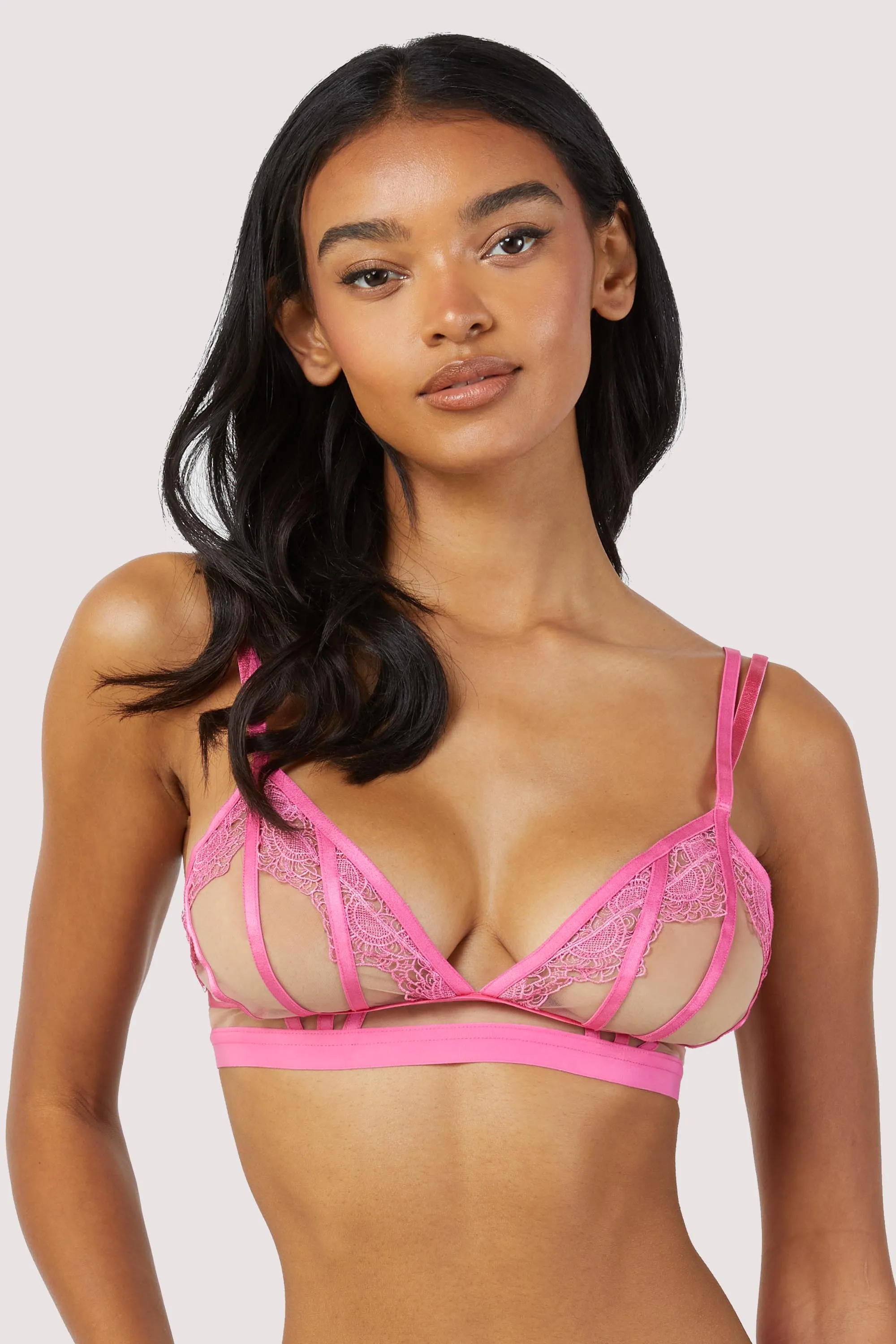 Tasha Pink Illusion Mesh Triangle Bra