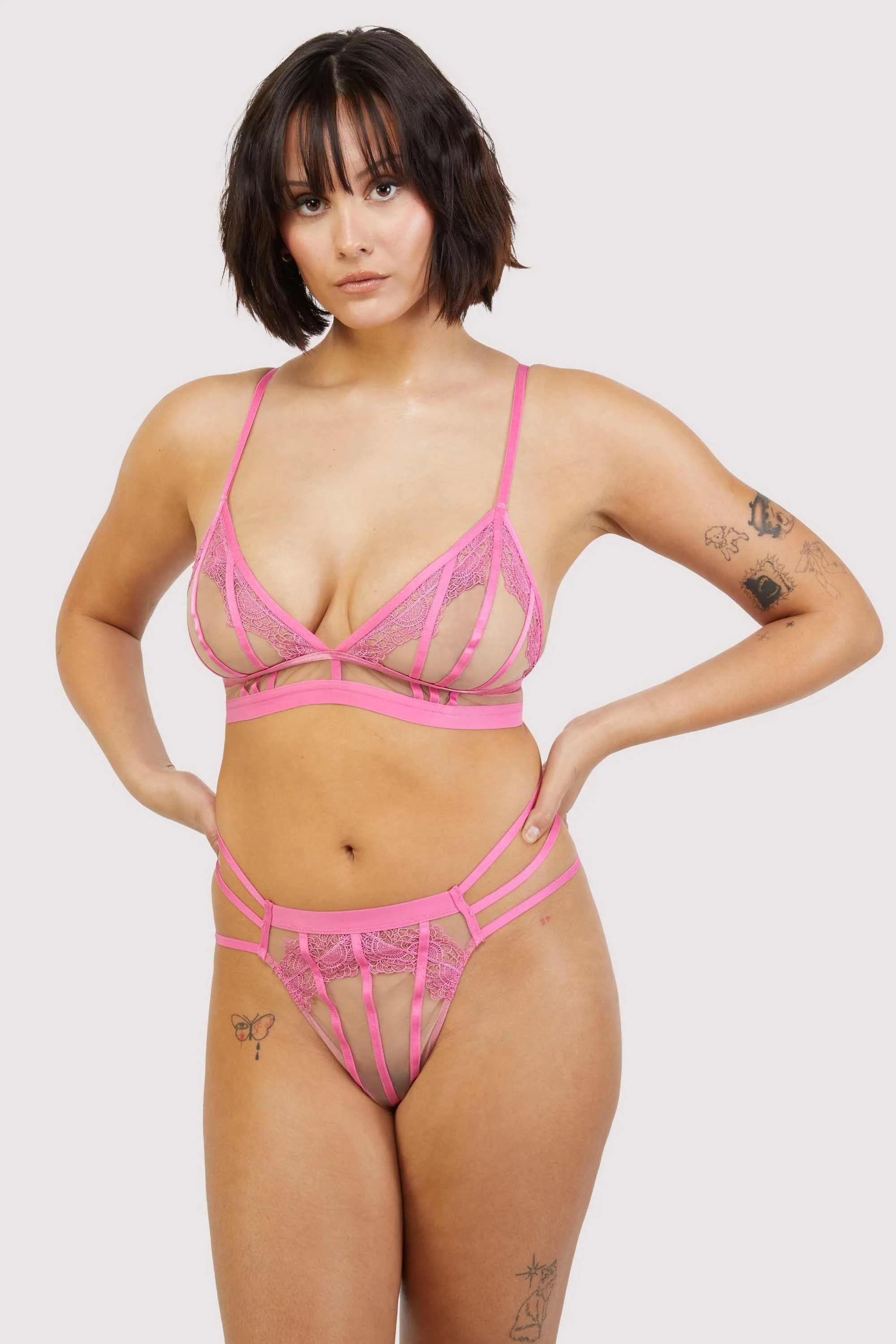 Tasha Pink Illusion Mesh Triangle Bra