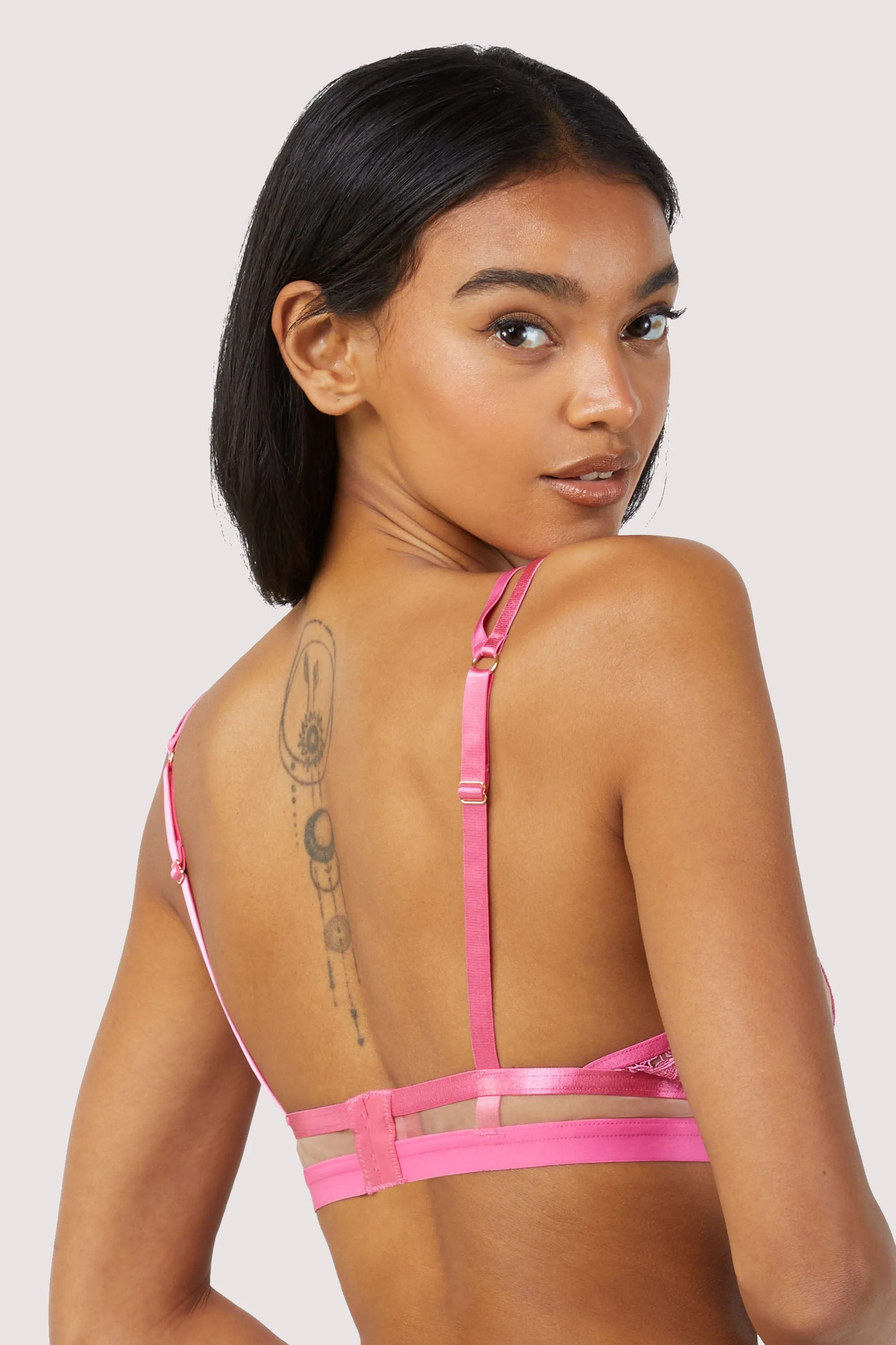 Tasha Pink Illusion Mesh Triangle Bra