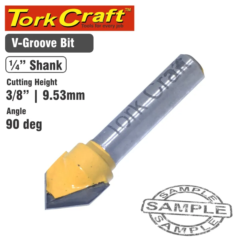 TORK CRAFT ROUTER BIT V GROOVE 90 DEGREE 3/8' CKP701