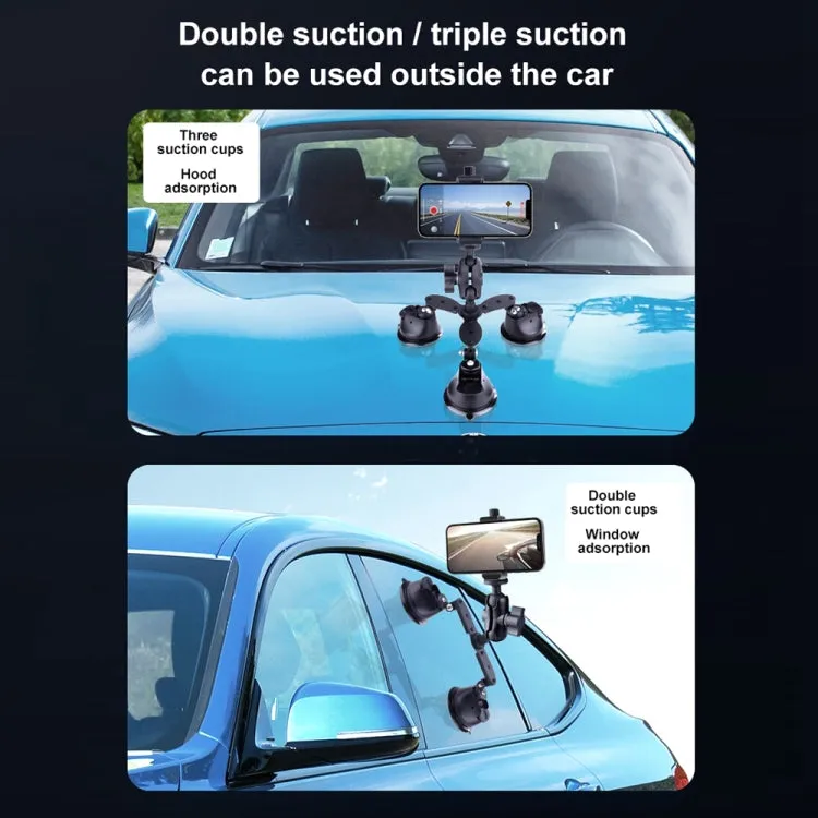 Tri-leg Suction Cup Articulating Friction Magic Arm Phone Clamp Mount (Black)